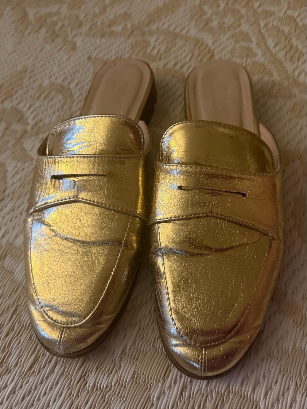 Catherine Malandrino Gold Tuxedo Mules